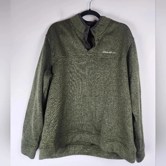 Eddie Bauer Other - Eddie Bauer Mens 1/4 Button Green Pullover Sweater Size XL